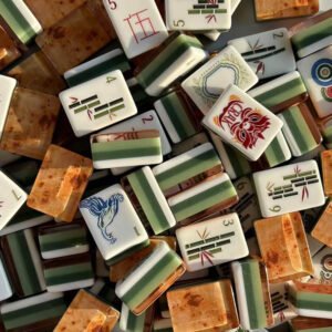 in stock Brown wood grain mahjong tiles
