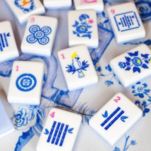 qinghua blue and white porcelain mahjong tiles