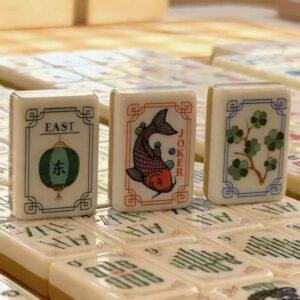 sand yellow mahjong tiles with fish