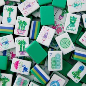 travel size grass green mahjong tiles